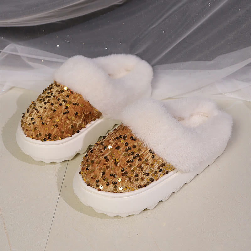 Plus Size Sequin Slippers - Golden - EU42-43(US8.5-9) - image 8