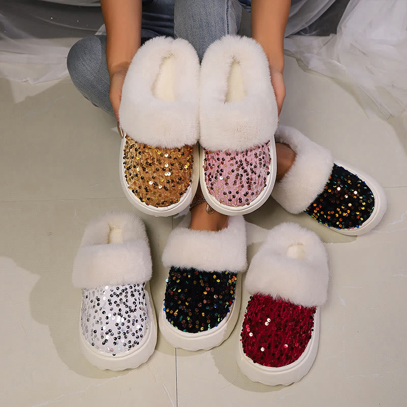 Plus Size Sequin Slippers - image 0