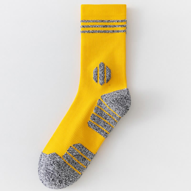Plus Size Thick Cushion Quarter Compression Socks(5 Pairs) - Yellow - EU39-45(US6-11) - image 12
