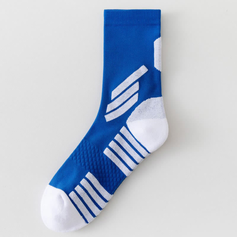 Plus Size Basketball Quarter Compression Socks(5 Pairs) - Blue - EU39-45(US6-11) - image 9