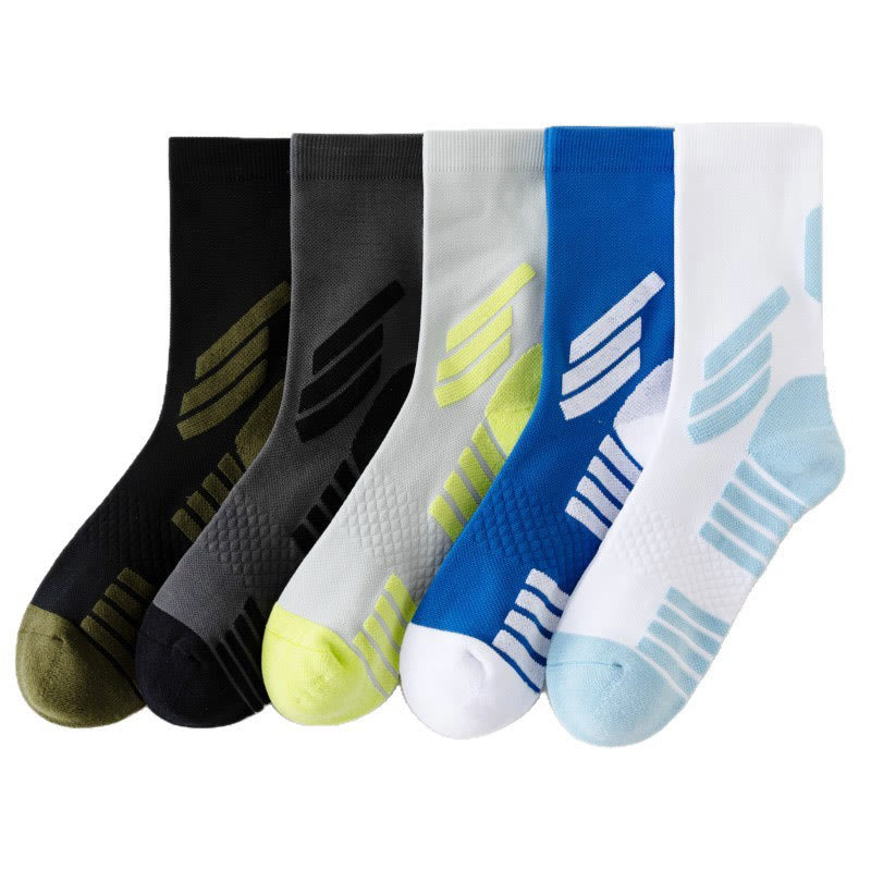 Plus Size Basketball Quarter Compression Socks(5 Pairs) - Multicolor - EU39-45(US6-11) - image 12