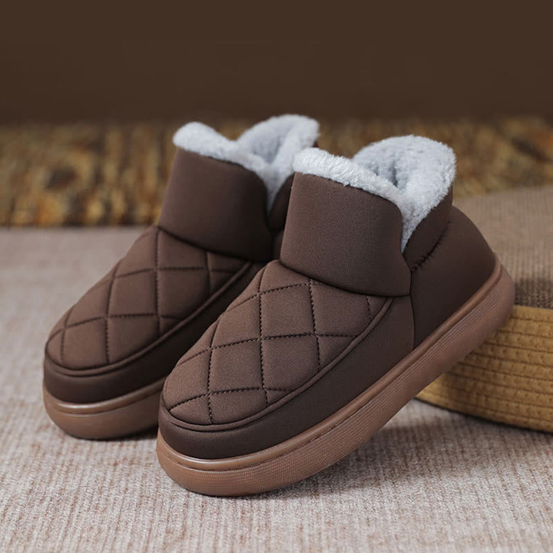 Plus Size Plush Grid Slippers - Coffee - EU45-46(US11-12) - image 14