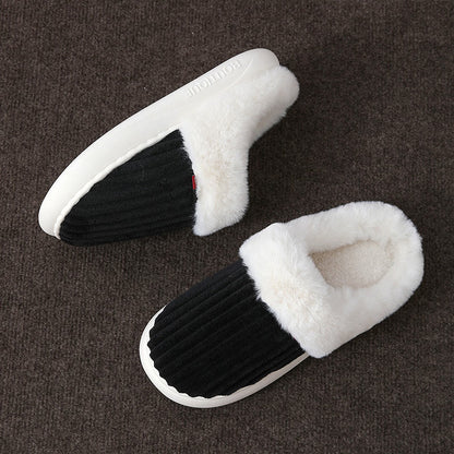 Plus Size White Plush Slippers - Black - EU46-47(US8-9) - image 12