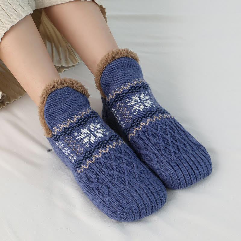 Plus Size Snowflake Slipper Socks - Blue - EU40-43(US7-9) - image 9