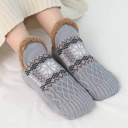 Plus Size Snowflake Slipper Socks - Grey - EU40-43(US7-9) - image 13