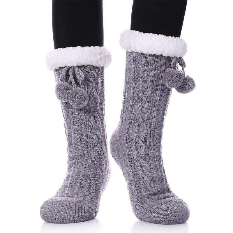 Plus Size Warm Calf Slipper Socks - Grey - EU40-42(US7-8.5) - image 3