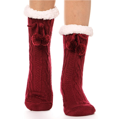 Plus Size Warm Calf Slipper Socks - Wine - EU40-42(US7-8.5) - image 5