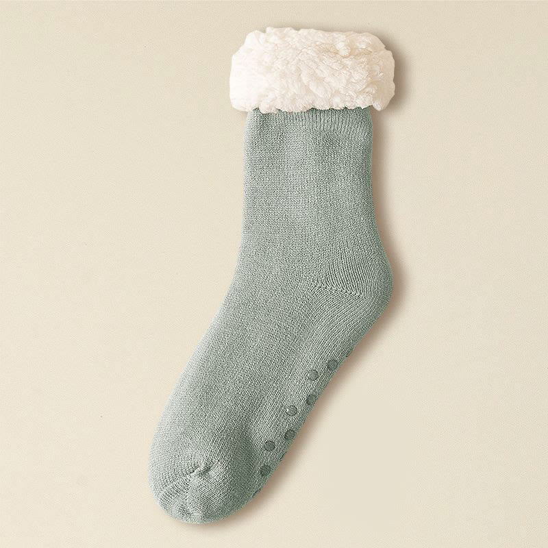 Plus Size Elastic Solid Color Slipper Socks - Light Gray - EU39-43(US6-9) - image 8