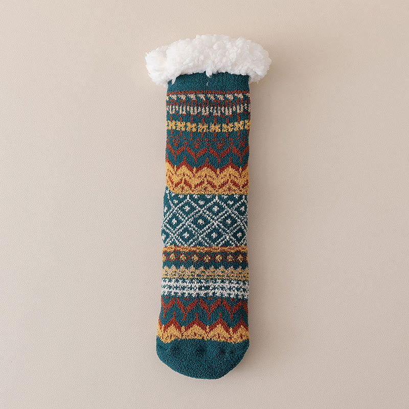 Plus Size Ethnic Style Slipper Socks - Green - EU36-41(US3-7.5) - image 12
