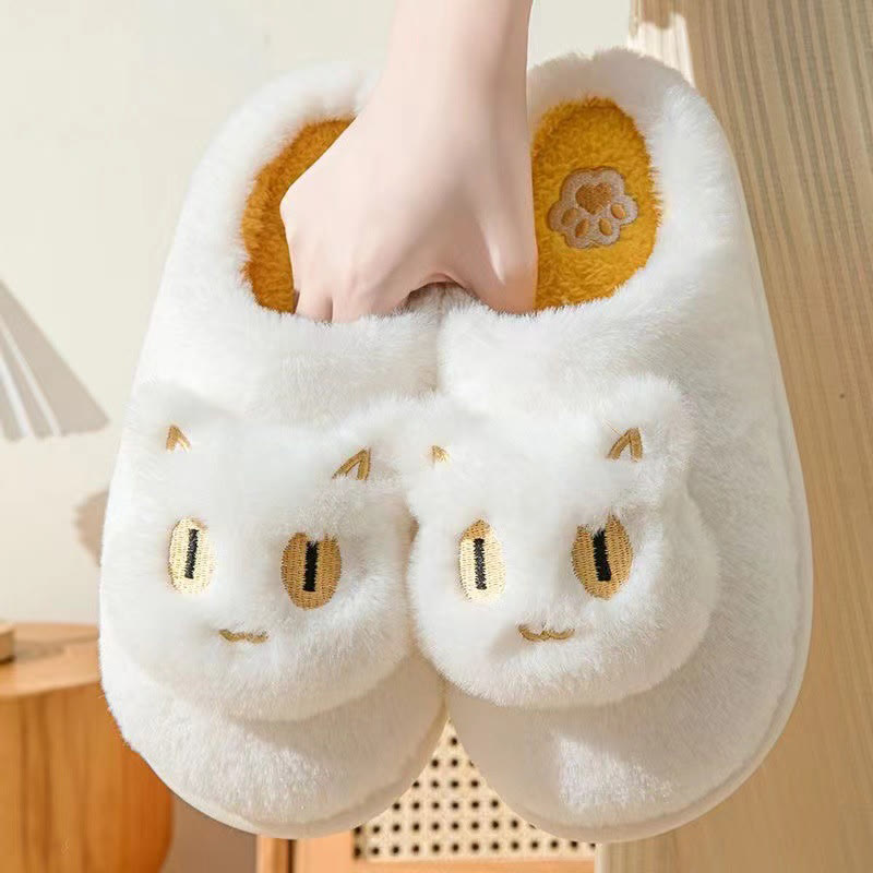 Plus Size Cute Cartoon cat Slippers - White - EU44-45(US10-11) - image 4