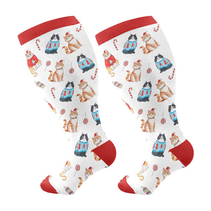 Plus Size Adorable Christmas Mix Compression Socks(3 Pairs) - image 7