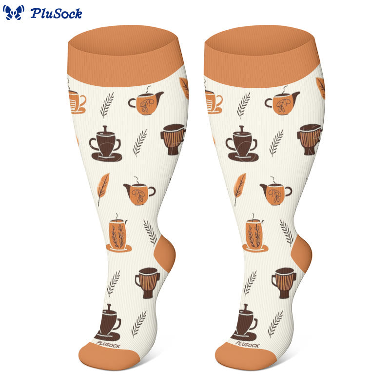 Plus Size Coffee Series Compression Socks(3 Pairs) - image 4