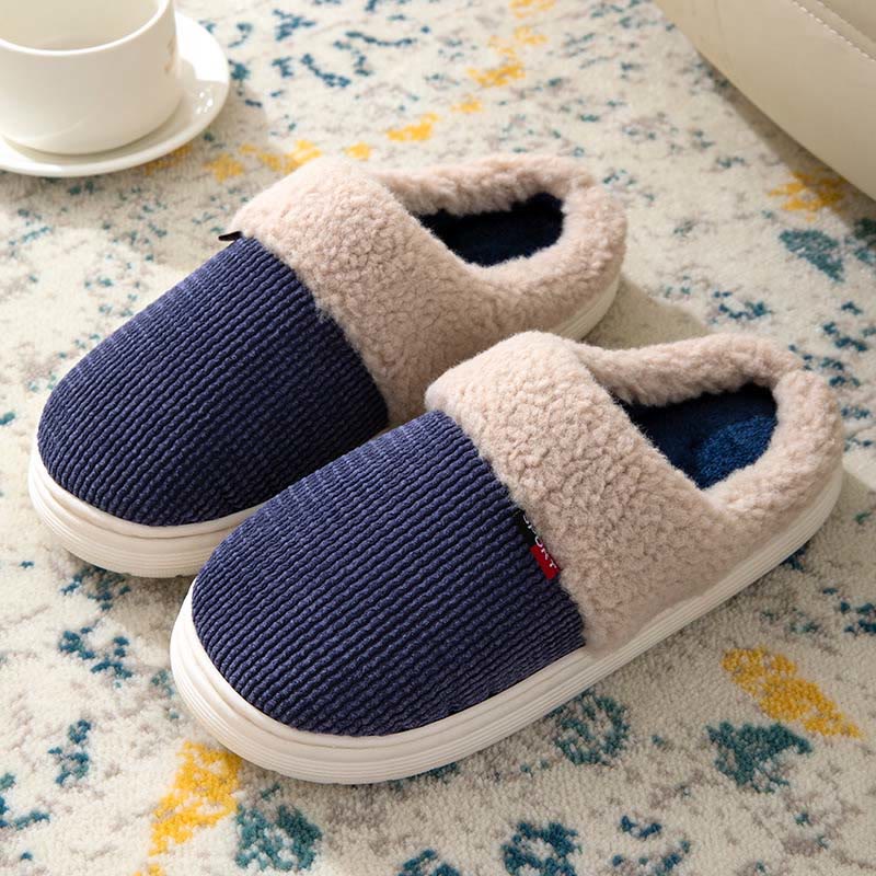 Plus Size Thick Fleece Lining Slippers - Navy Blue - EU46-47(US11-12) - image 9