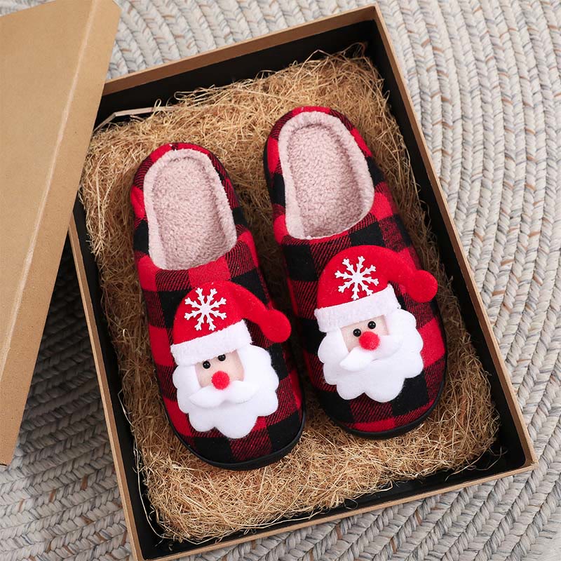 Plus Size Checkered Santa Claus Slippers - Red - EU44-45(US10-11) - image 0