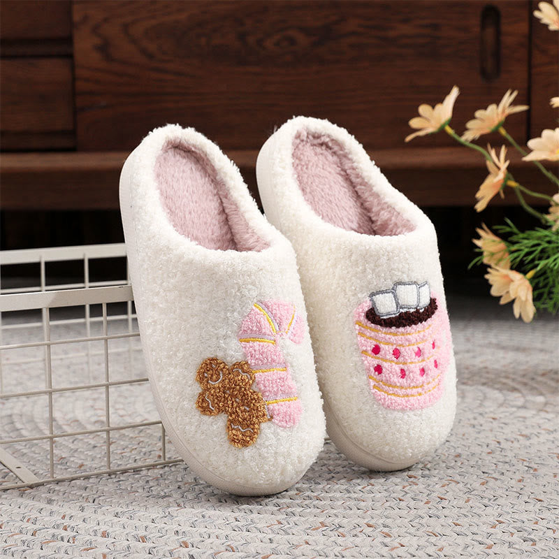 Plus Size Pink Gingerbread Man Candy Slippers - White - EU44-45(US10-11) - image 1