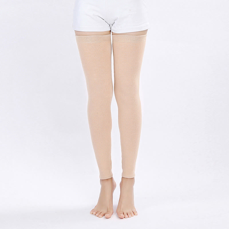 Solid Color Long Thigh Sleeves - Nude - XL - image 9