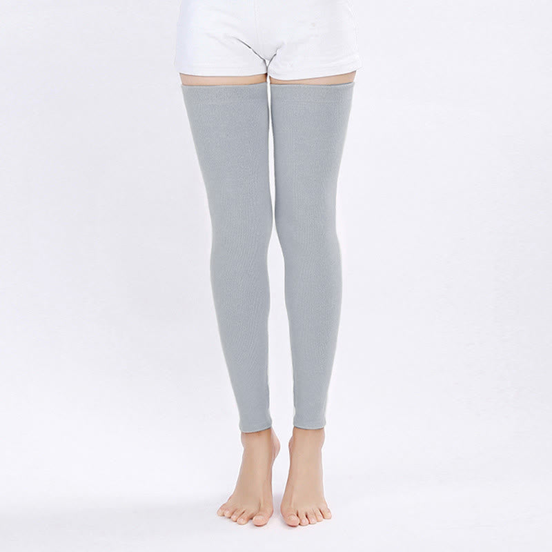 Solid Color Long Thigh Sleeves - Light Gray - XL - image 7