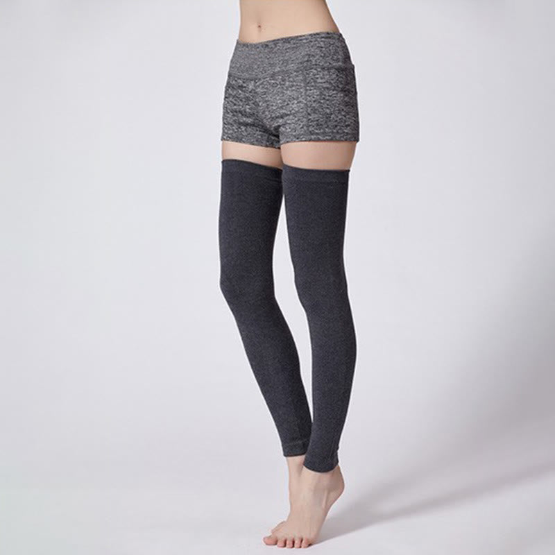 Solid Color Long Thigh Sleeves - Dark Grey - XL - image 3