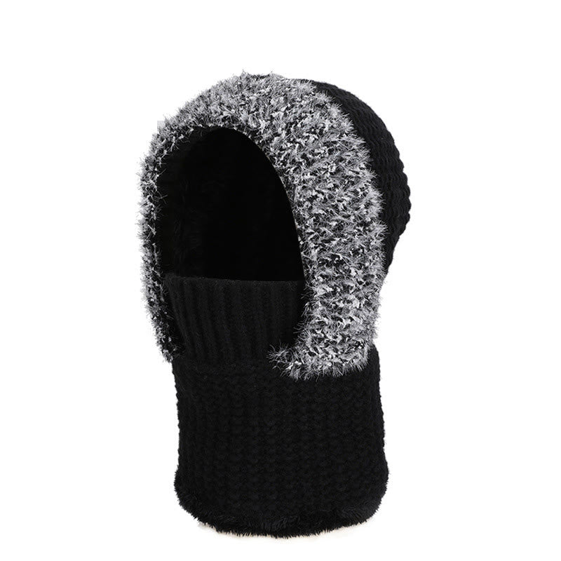 Stand Up Face Cover Hooded Scarf - Black - One Size - image 11