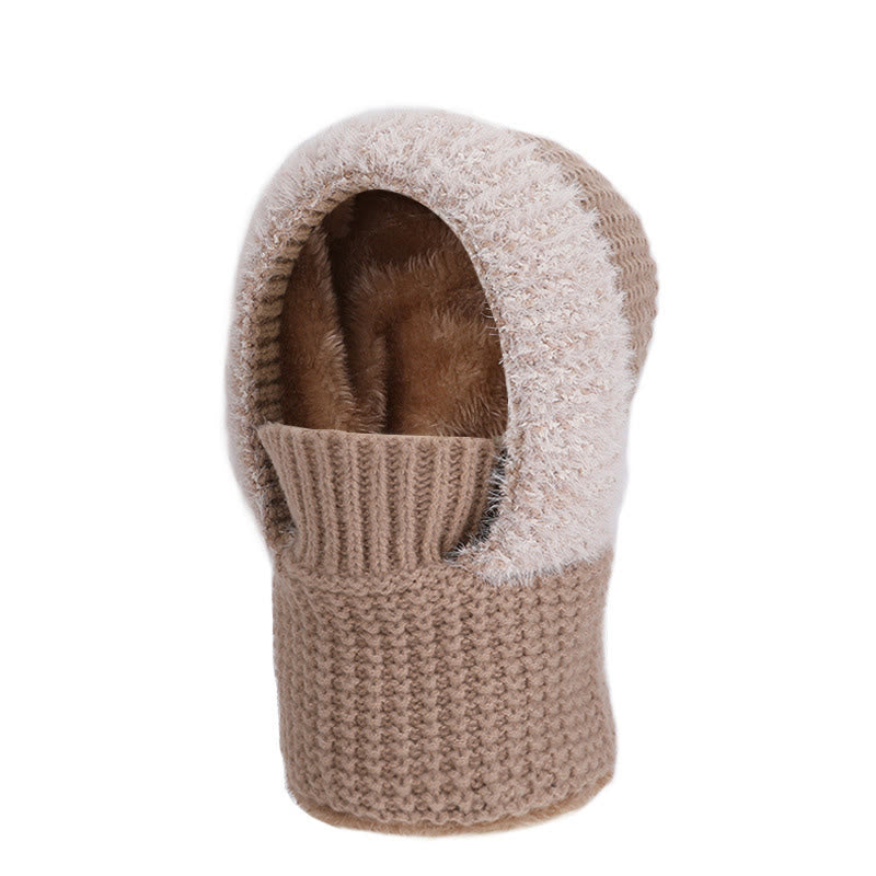Stand Up Face Cover Hooded Scarf - Khaki - One Size - image 13