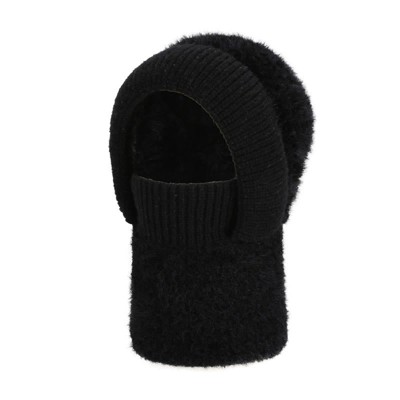 Warm Winter Hooded Scarf - Black - One Size - image 11