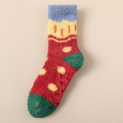 Non Shedding Coral Fleece Slipper Socks - Red - EU36-40(US3-7) - image 14