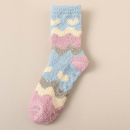 Non Shedding Coral Fleece Slipper Socks - Blue - EU36-40(US3-7) - image 11
