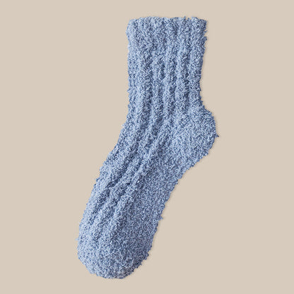 Coral fleece Winter Sleep Socks(7 Pairs) - Blue - EU39-43(US6-9) - image 21
