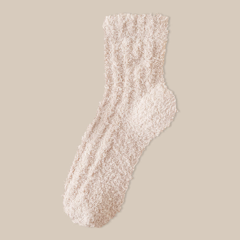 Coral fleece Winter Sleep Socks(7 Pairs) - Camel - EU39-43(US6-9) - image 15
