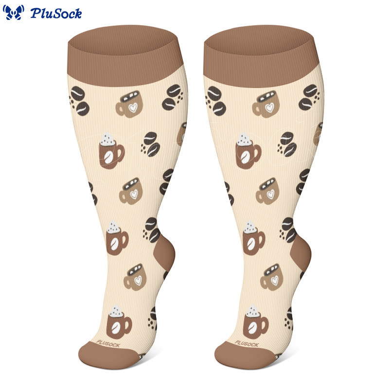 Plus Size Coffee Series Compression Socks(3 Pairs) - image 2