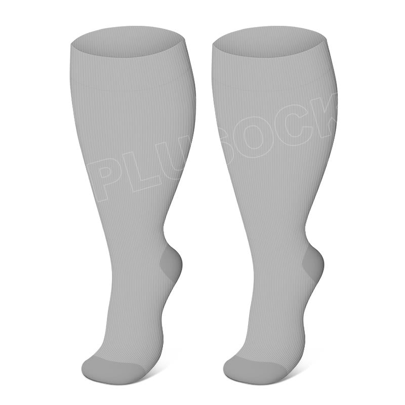 FREE Today: Plus Size Solid Color Compression Socks - Grey - 7XL - image 12