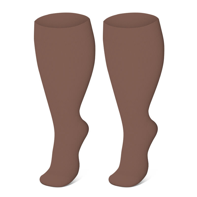 Free Today: Plus Size Light Pink Compression Socks - Coffee - 4XL - image 2