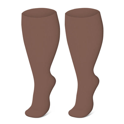 Free Today: Plus Size Light Pink Compression Socks - Coffee - 4XL - image 2