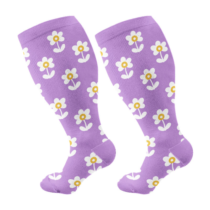 Plus Size Trio Flora Compression Socks - Purple - 4XL - image 12