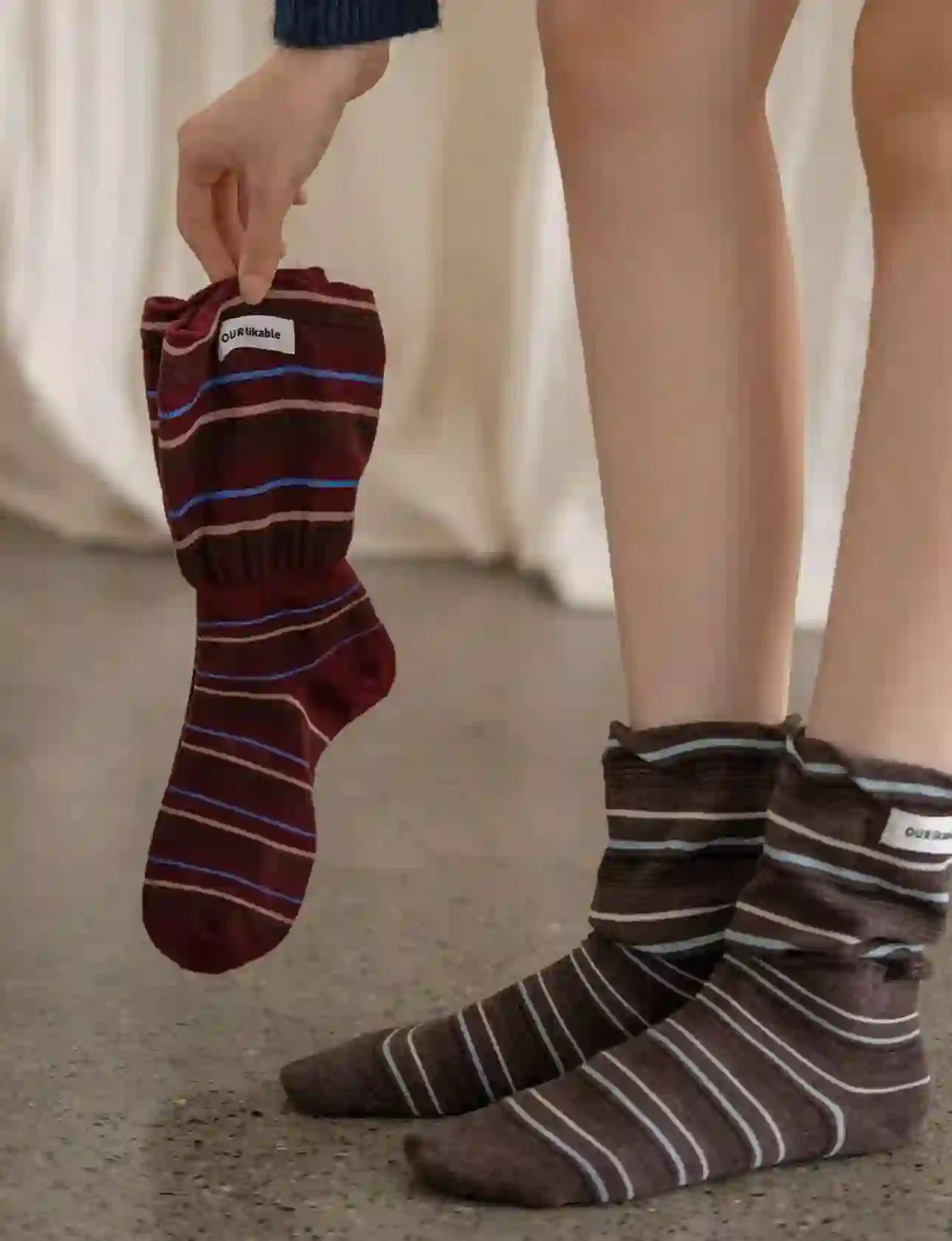 Stylish Contrast Sleep Socks(5 Pairs) - image 4