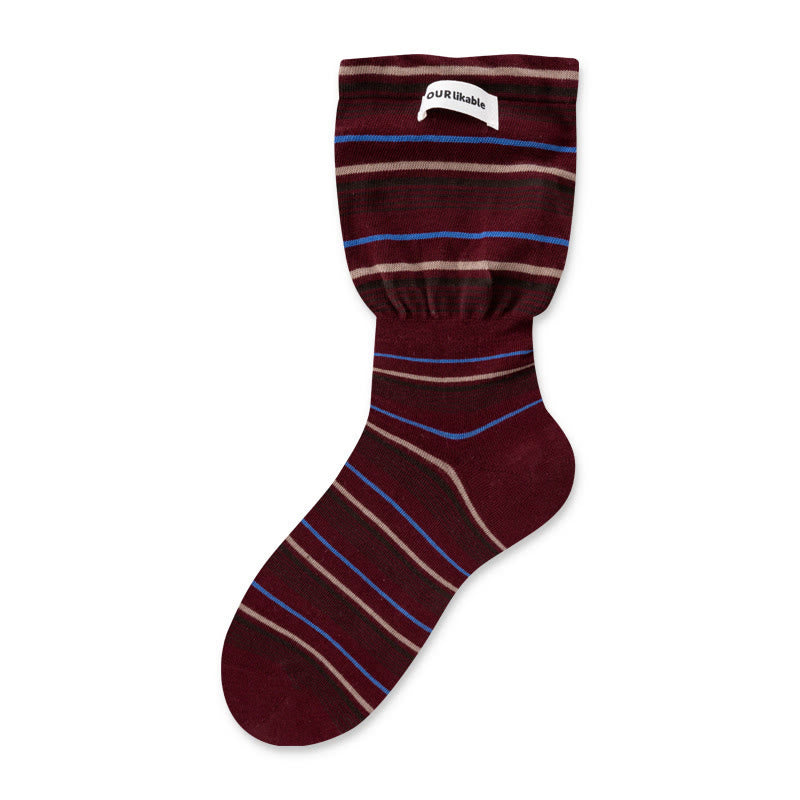 Stylish Contrast Sleep Socks(5 Pairs) - Wine - EU36-40(US3-7) - image 15