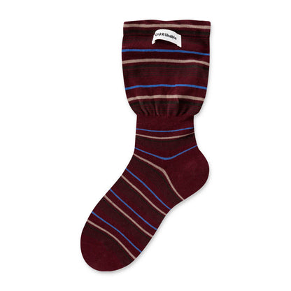 Stylish Contrast Sleep Socks(5 Pairs) - Wine - EU36-40(US3-7) - image 15