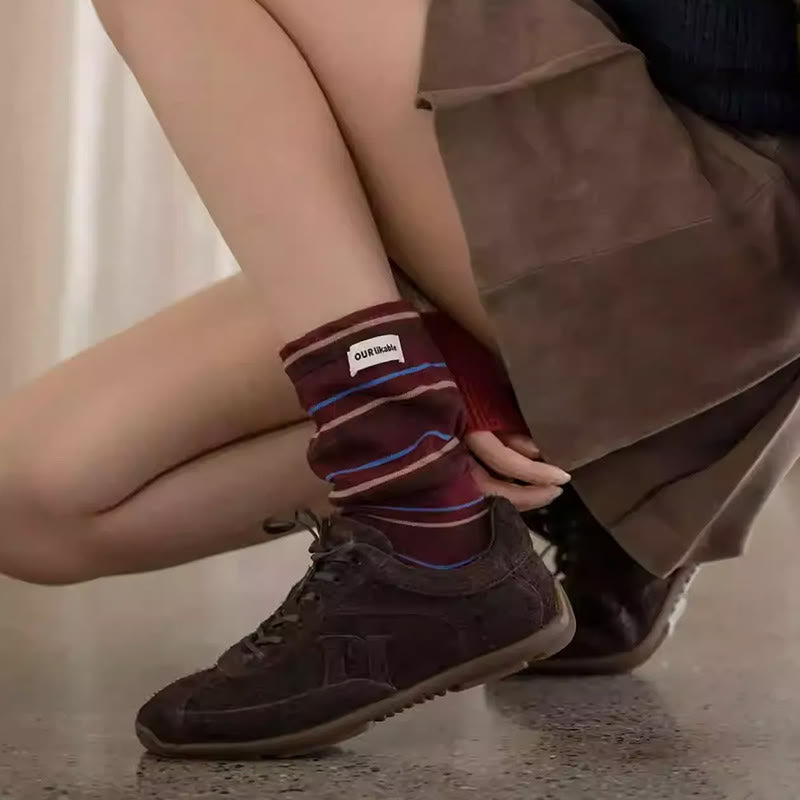 Stylish Contrast Sleep Socks(5 Pairs) - image 6