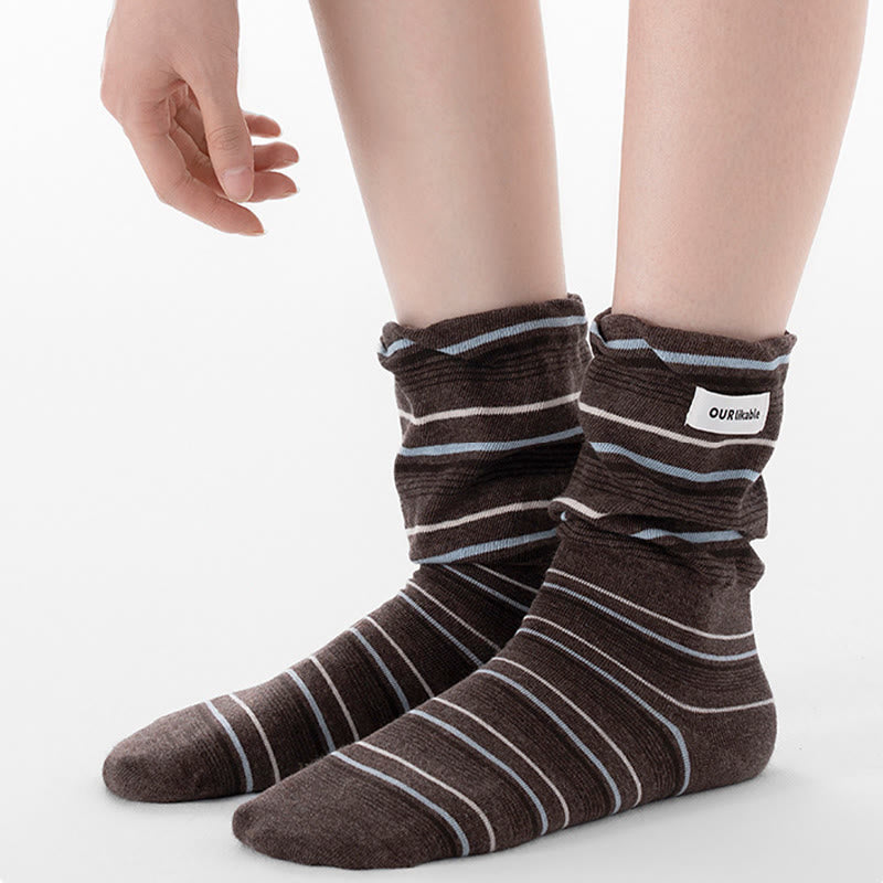 Stylish Contrast Sleep Socks(5 Pairs) - image 8