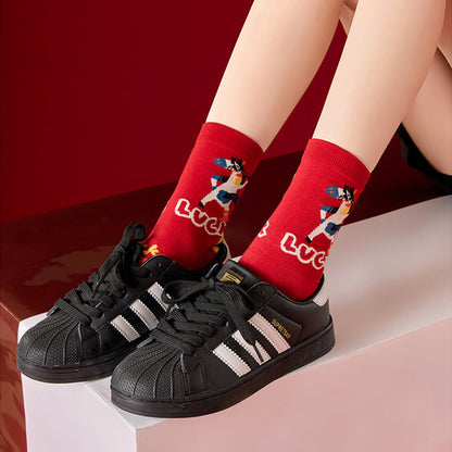 Funny Hose Pattern Quarter Socks(4 Pairs) - image 8
