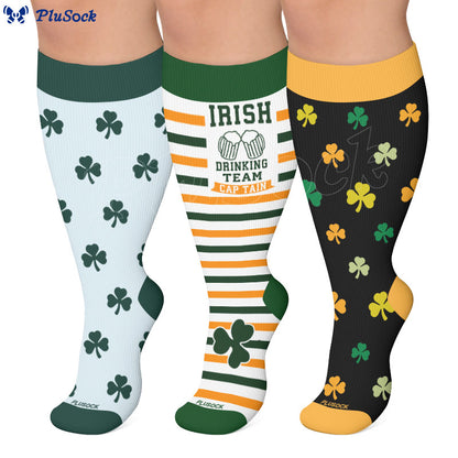 Plus Size Shamrock Print Compression Socks - image 0
