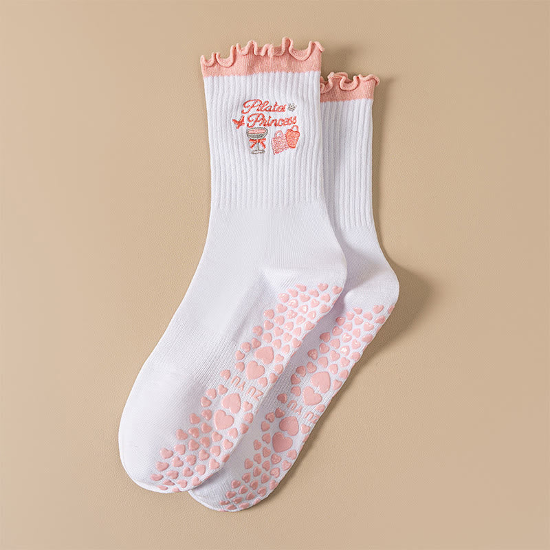 Cherry Coffee Grip Socks(4 Pairs) - Pink - EU36-40(US3-7) - image 3