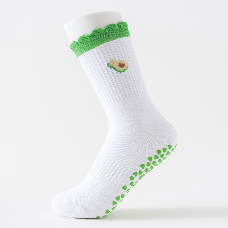 Cherry Heart Bow Avocado Grip Socks(4 Pairs) - image 3