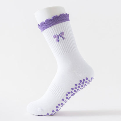Cherry Heart Bow Avocado Grip Socks(4 Pairs) - image 1