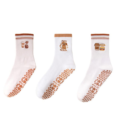 Puppy Coffee Grip Socks(3 Pairs) - Multicolor - EU36-40(US3-7) - image 0
