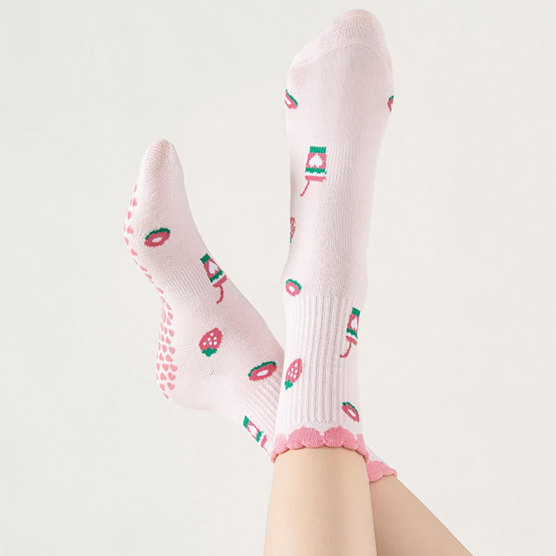 Strawberries Coffee Cups Grip Socks(2 Pairs) - image 2
