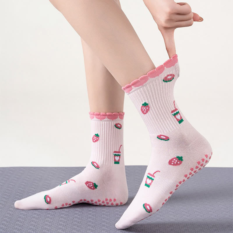 Strawberries Coffee Cups Grip Socks(2 Pairs) - image 4