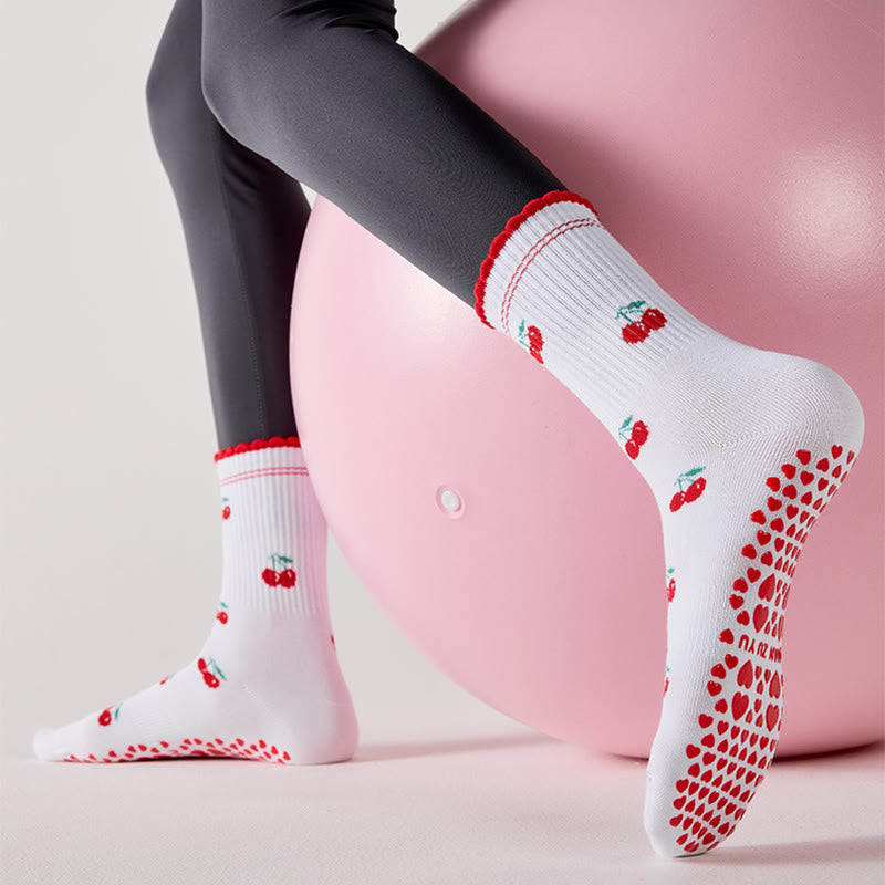 Flower Cherry Heart Grip Socks(4 Pairs) - image 8