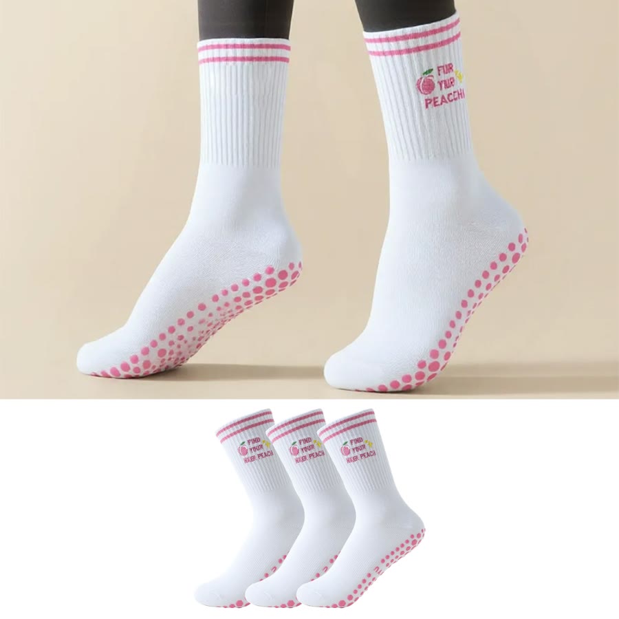 Pink Peach Grip Socks(3 Pairs) - image 0