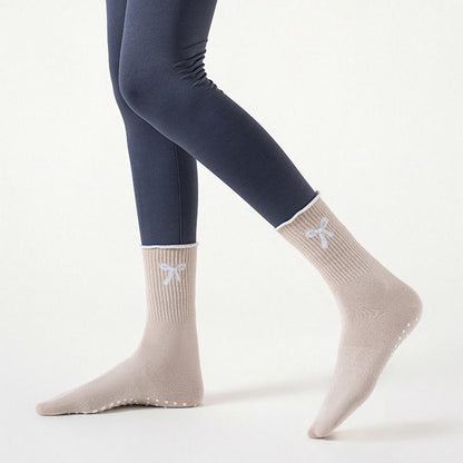Delicate Bow Embroidery Grip Socks(4 Pairs) - image 8